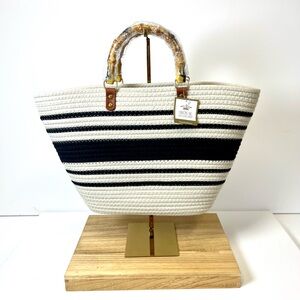 NWT •The Royal Standard Bonnie Cotton Rope Tote • Natural/Black • Bohemian Style